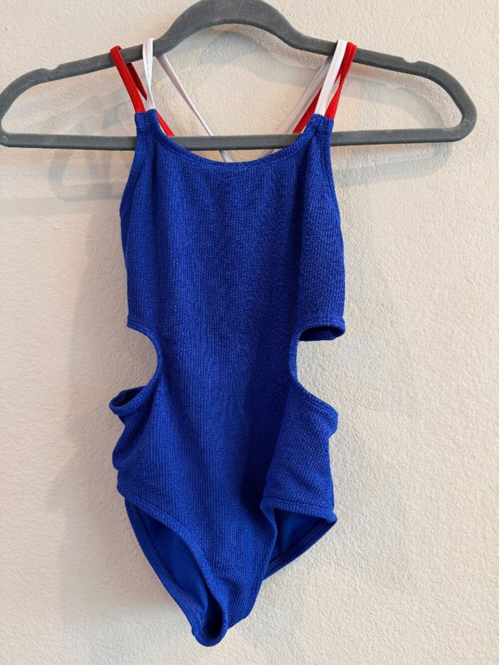 Art Class Girls Blue Cutout One Piece Swimsuit Size M 7/8